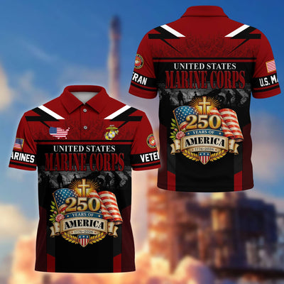 Premium America 250th Anniversary US Veteran Polo Shirt, Gifts for U.S. Veterans, Gifts for Independence Day, Veterans Day