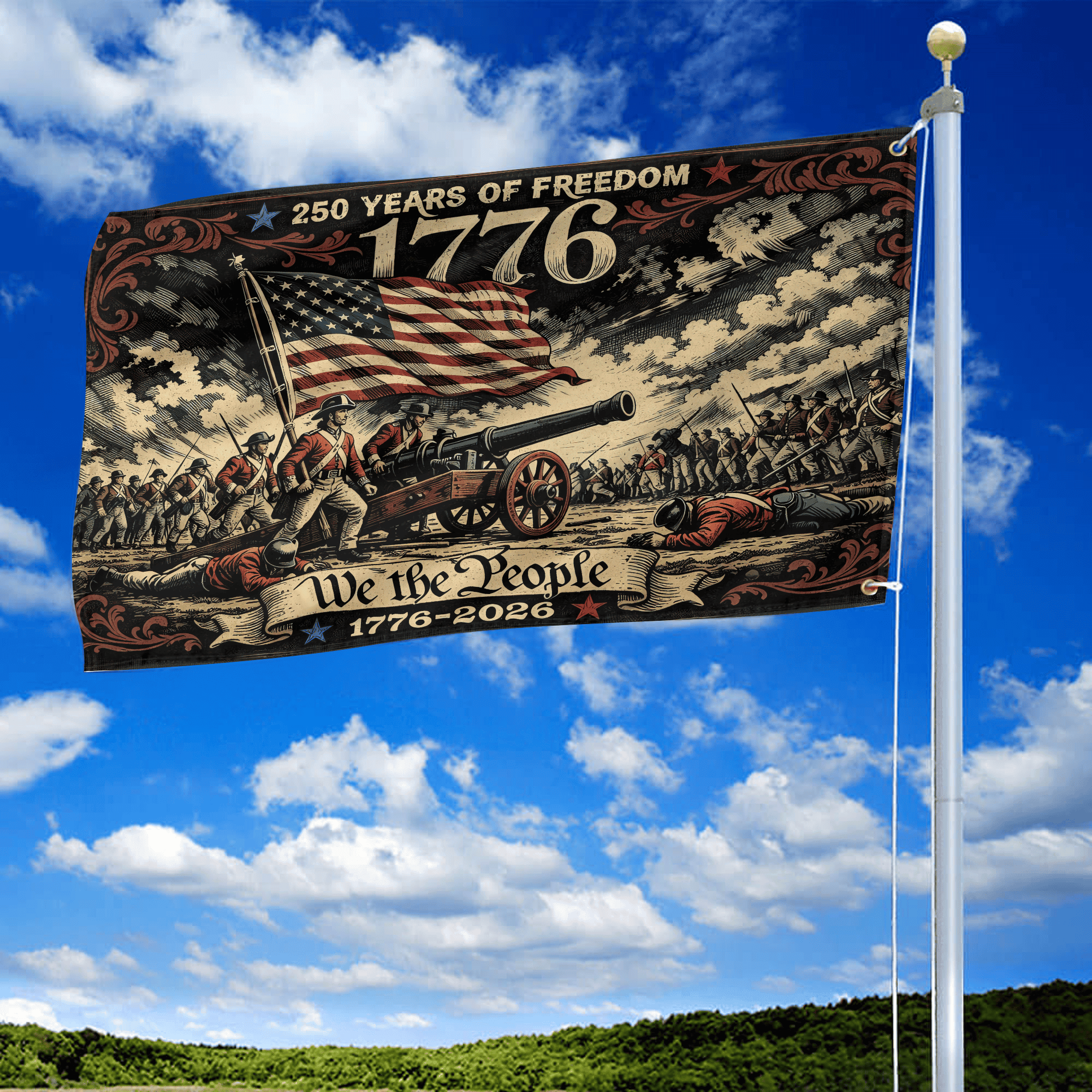 Premium America 250th Anniversary Grommet Flag, America 250th Flag, America 250th Birthday, Best Gifts On Independence Day, Veterans Day.