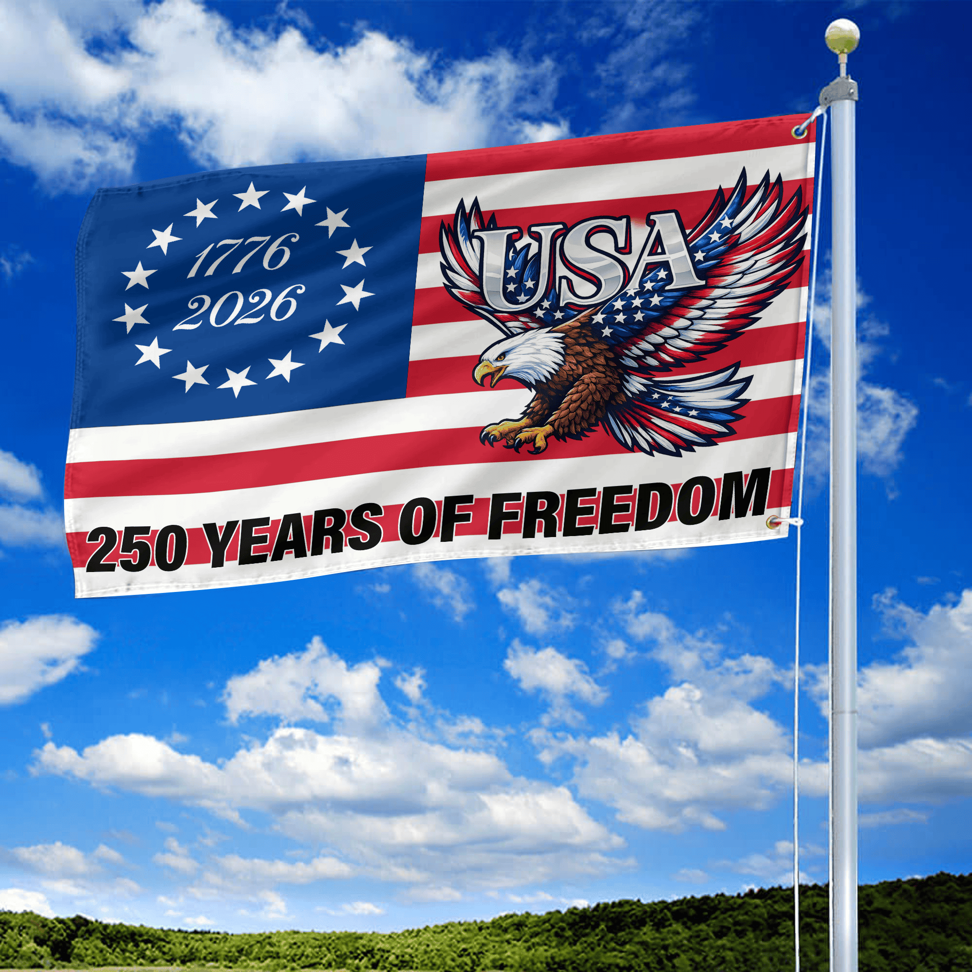 Premium America 250th Anniversary Grommet Flag, America 250th Flag, America 250th Birthday, Best Gifts On Independence Day, Veterans Day.