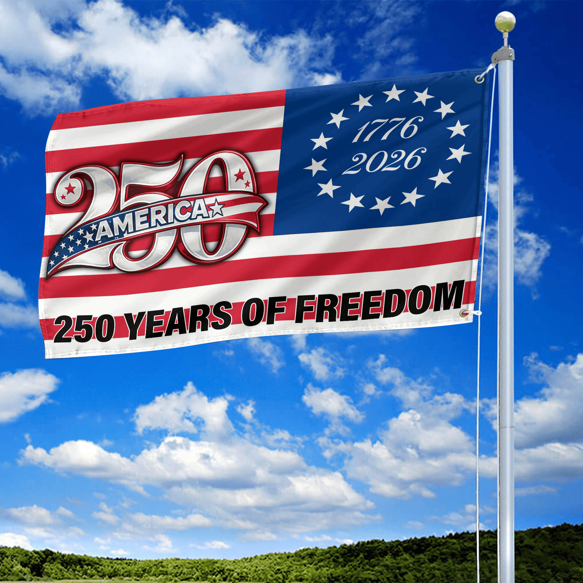 Premium America 250th Anniversary Grommet Flag, America 250th Flag, America 250th Birthday, Best Gifts On Independence Day, Veterans Day.