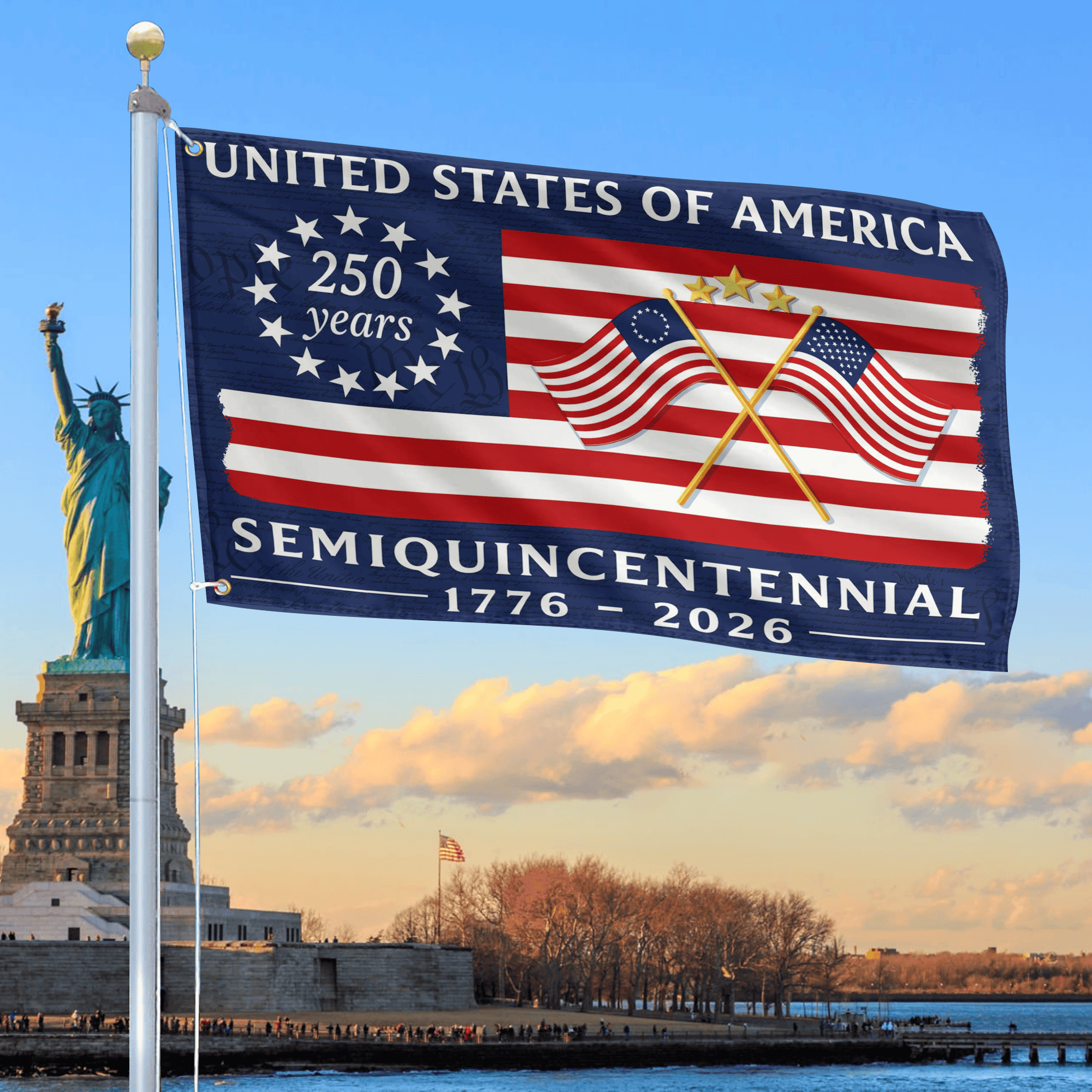 Premium America 250th Anniversary Grommet Flag, America 250th Flag, America 250th Birthday, Best Gifts On Independence Day, Veterans Day.
