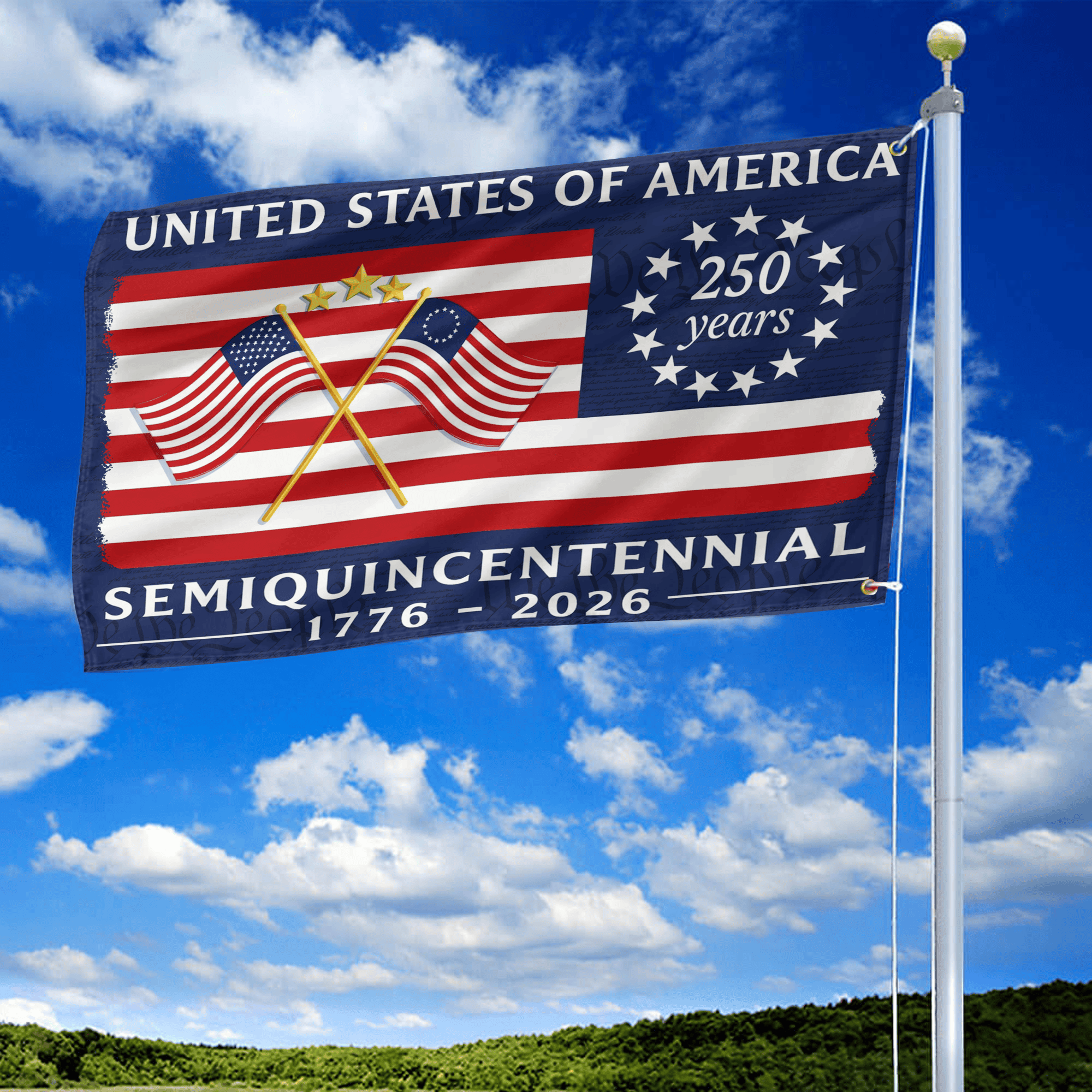 Premium America 250th Anniversary Grommet Flag, America 250th Flag, America 250th Birthday, Best Gifts On Independence Day, Veterans Day.