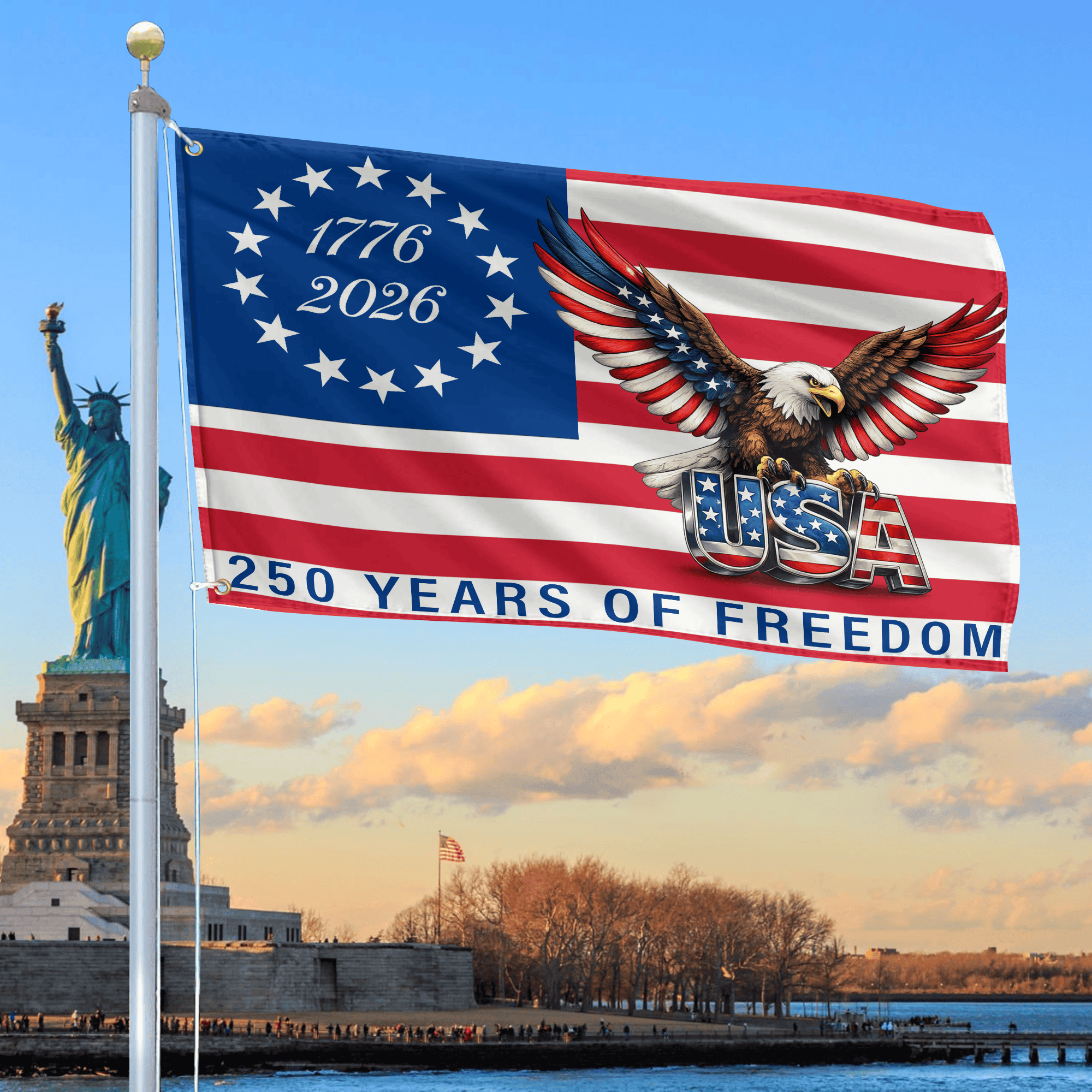 Premium America 250th Anniversary Grommet Flag, America 250th Flag, America 250th Birthday, Best Gifts On Independence Day, Veterans Day.