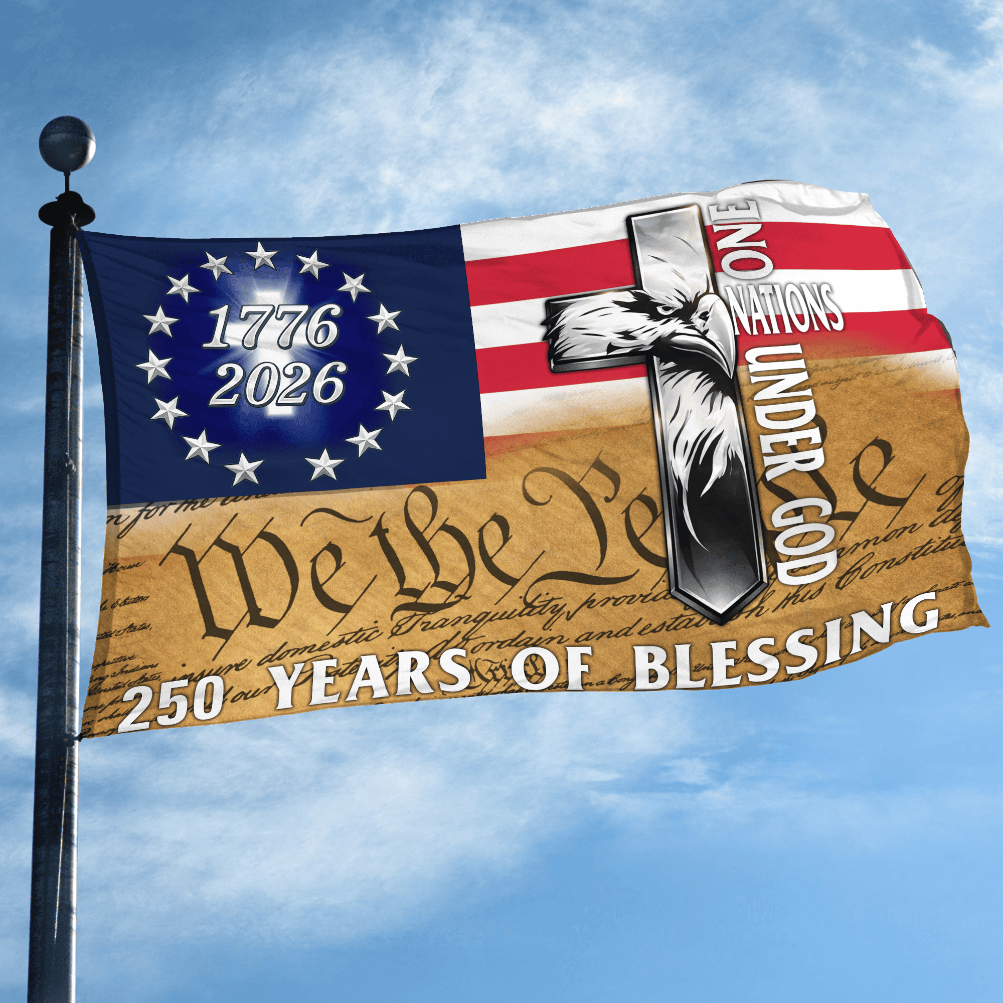 Premium America 250th Anniversary Grommet Flag, America 250th Flag, America 250th Birthday, Best Gifts On Independence Day, Veterans Day.