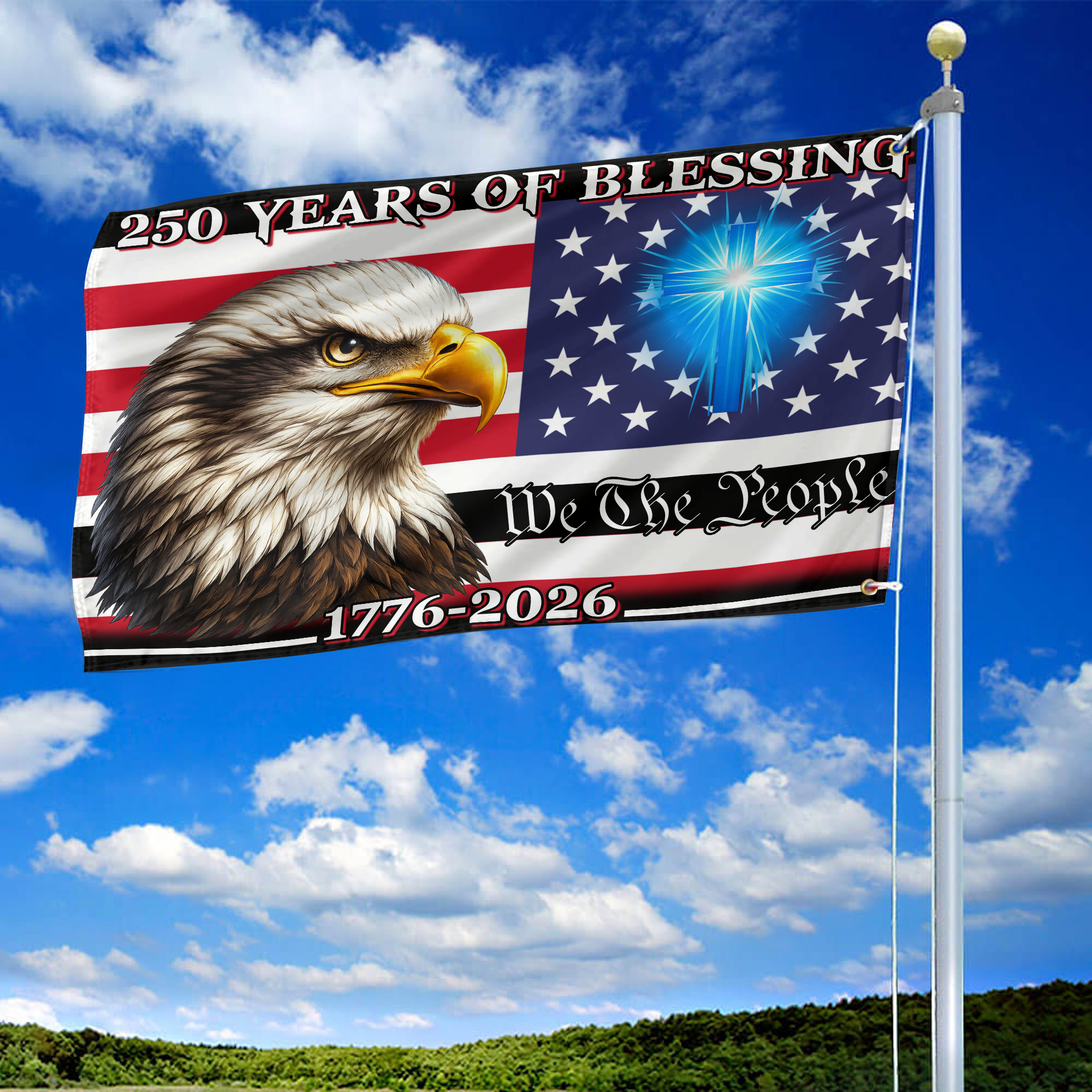 Premium America 250th Anniversary Grommet Flag, America 250th Flag, America 250th Birthday, Best Gifts On Independence Day, Veterans Day.