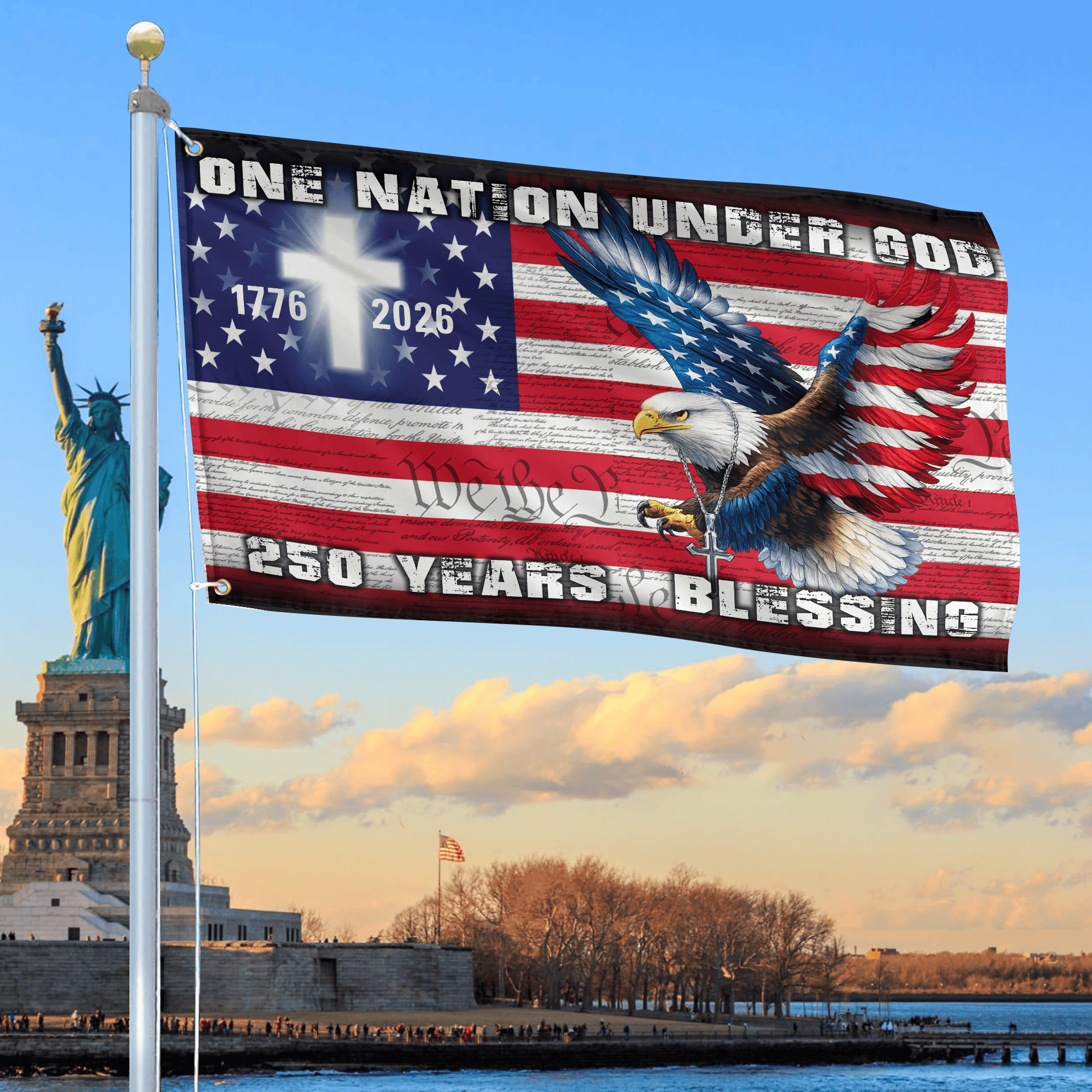 Premium America 250th Anniversary Grommet Flag, America 250th Flag, America 250th Birthday, Best Gifts On Independence Day, Veterans Day.