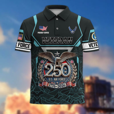 Premium America 250th Anniversary US Veteran Polo Shirt, Gifts for U.S. Veterans, Gifts for Independence Day, Veterans Day