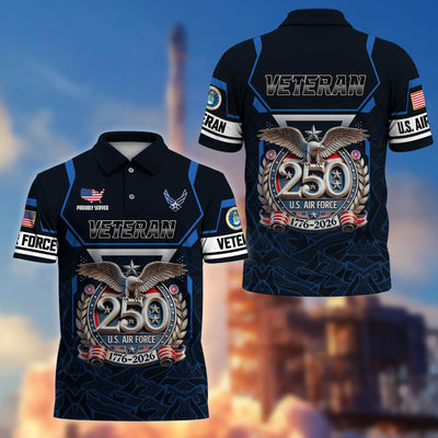 Premium America 250th Anniversary US Veteran Polo Shirt, Gifts for U.S. Veterans, Gifts for Independence Day, Veterans Day