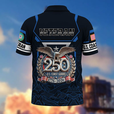 Premium America 250th Anniversary US Veteran Polo Shirt, Gifts for U.S. Veterans, Gifts for Independence Day, Veterans Day
