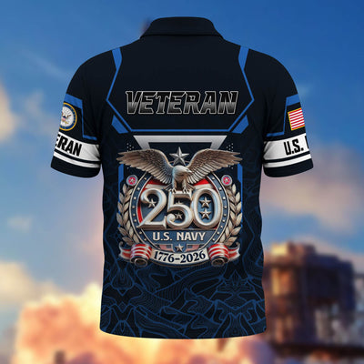 Premium America 250th Anniversary US Veteran Polo Shirt, Gifts for U.S. Veterans, Gifts for Independence Day, Veterans Day