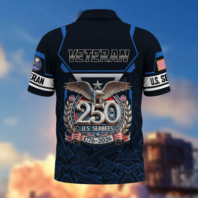 Premium America 250th Anniversary US Veteran Polo Shirt, Gifts for U.S. Veterans, Gifts for Independence Day, Veterans Day