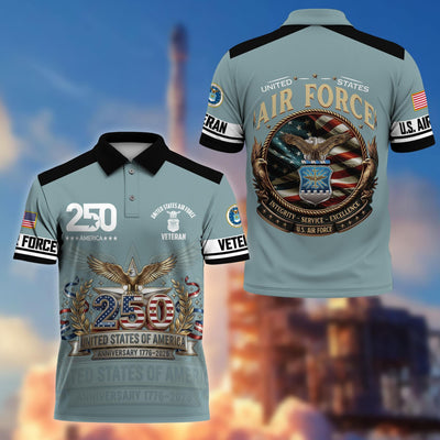 Premium America 250th Anniversary US Veteran Polo Shirt, Gifts for U.S. Veterans, Gifts for Independence Day, Veterans Day
