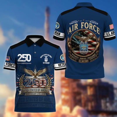 Premium America 250th Anniversary US Veteran Polo Shirt, Gifts for U.S. Veterans, Gifts for Independence Day, Veterans Day
