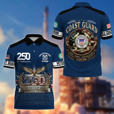 Premium America 250th Anniversary US Veteran Polo Shirt, Gifts for U.S. Veterans, Gifts for Independence Day, Veterans Day