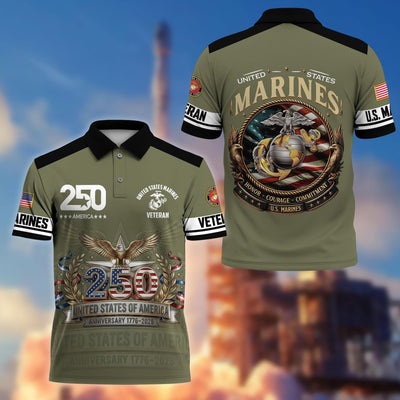 Premium America 250th Anniversary US Veteran Polo Shirt, Gifts for U.S. Veterans, Gifts for Independence Day, Veterans Day