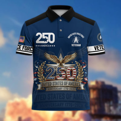 Premium America 250th Anniversary US Veteran Polo Shirt, Gifts for U.S. Veterans, Gifts for Independence Day, Veterans Day