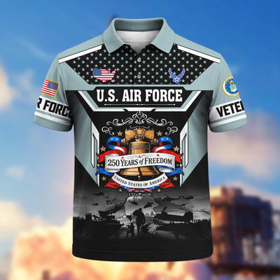 Premium America 250th Anniversary US Veteran Polo Shirt, Gifts for U.S. Veterans, Gifts for Independence Day, Veterans Day