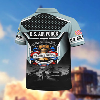 Premium America 250th Anniversary US Veteran Polo Shirt, Gifts for U.S. Veterans, Gifts for Independence Day, Veterans Day