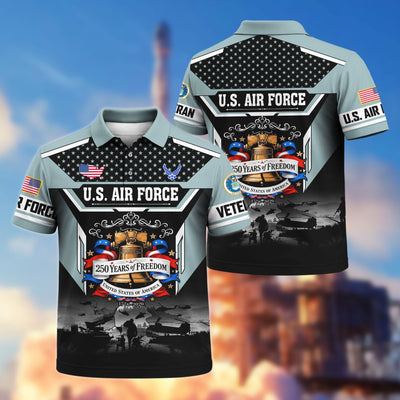 Premium America 250th Anniversary US Veteran Polo Shirt, Gifts for U.S. Veterans, Gifts for Independence Day, Veterans Day