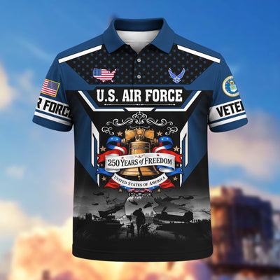 Premium America 250th Anniversary US Veteran Polo Shirt, Gifts for U.S. Veterans, Gifts for Independence Day, Veterans Day