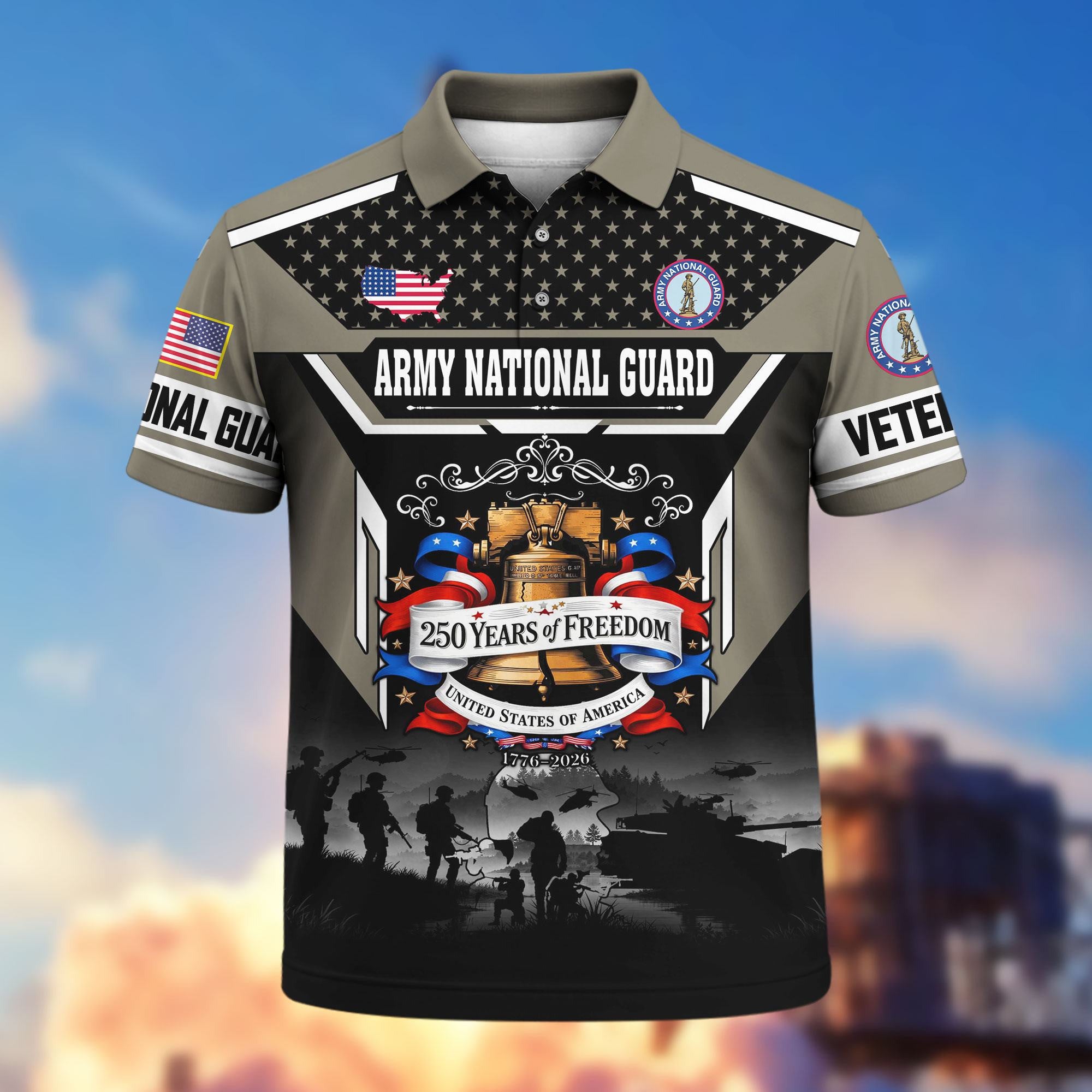 Premium America 250th Anniversary US Veteran Polo Shirt, Gifts for U.S. Veterans, Gifts for Independence Day, Veterans Day