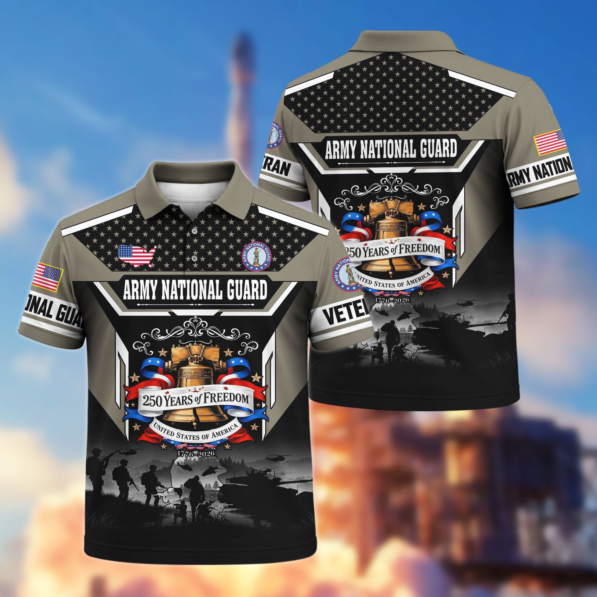 Premium America 250th Anniversary US Veteran Polo Shirt, Gifts for U.S. Veterans, Gifts for Independence Day, Veterans Day