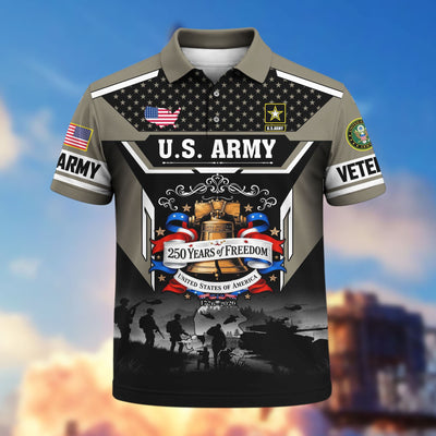 Premium America 250th Anniversary US Veteran Polo Shirt, Gifts for U.S. Veterans, Gifts for Independence Day, Veterans Day