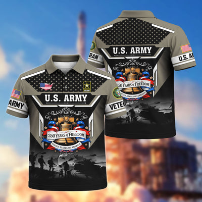 Premium America 250th Anniversary US Veteran Polo Shirt, Gifts for U.S. Veterans, Gifts for Independence Day, Veterans Day