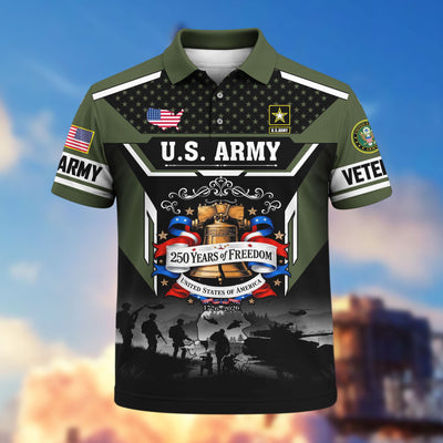 Premium America 250th Anniversary US Veteran Polo Shirt, Gifts for U.S. Veterans, Gifts for Independence Day, Veterans Day