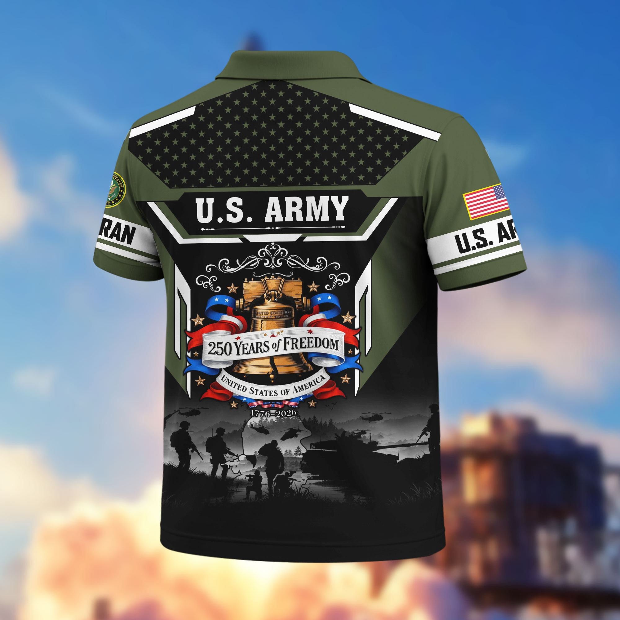 Premium America 250th Anniversary US Veteran Polo Shirt, Gifts for U.S. Veterans, Gifts for Independence Day, Veterans Day