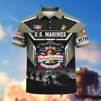 Premium America 250th Anniversary US Veteran Polo Shirt, Gifts for U.S. Veterans, Gifts for Independence Day, Veterans Day