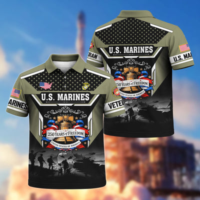 Premium America 250th Anniversary US Veteran Polo Shirt, Gifts for U.S. Veterans, Gifts for Independence Day, Veterans Day