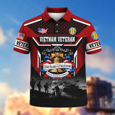 Premium America 250th Anniversary US Veteran Polo Shirt, Gifts for U.S. Veterans, Gifts for Independence Day, Veterans Day