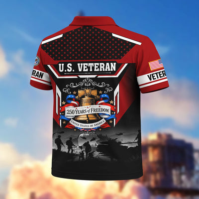 Premium America 250th Anniversary US Veteran Polo Shirt, Gifts for U.S. Veterans, Gifts for Independence Day, Veterans Day