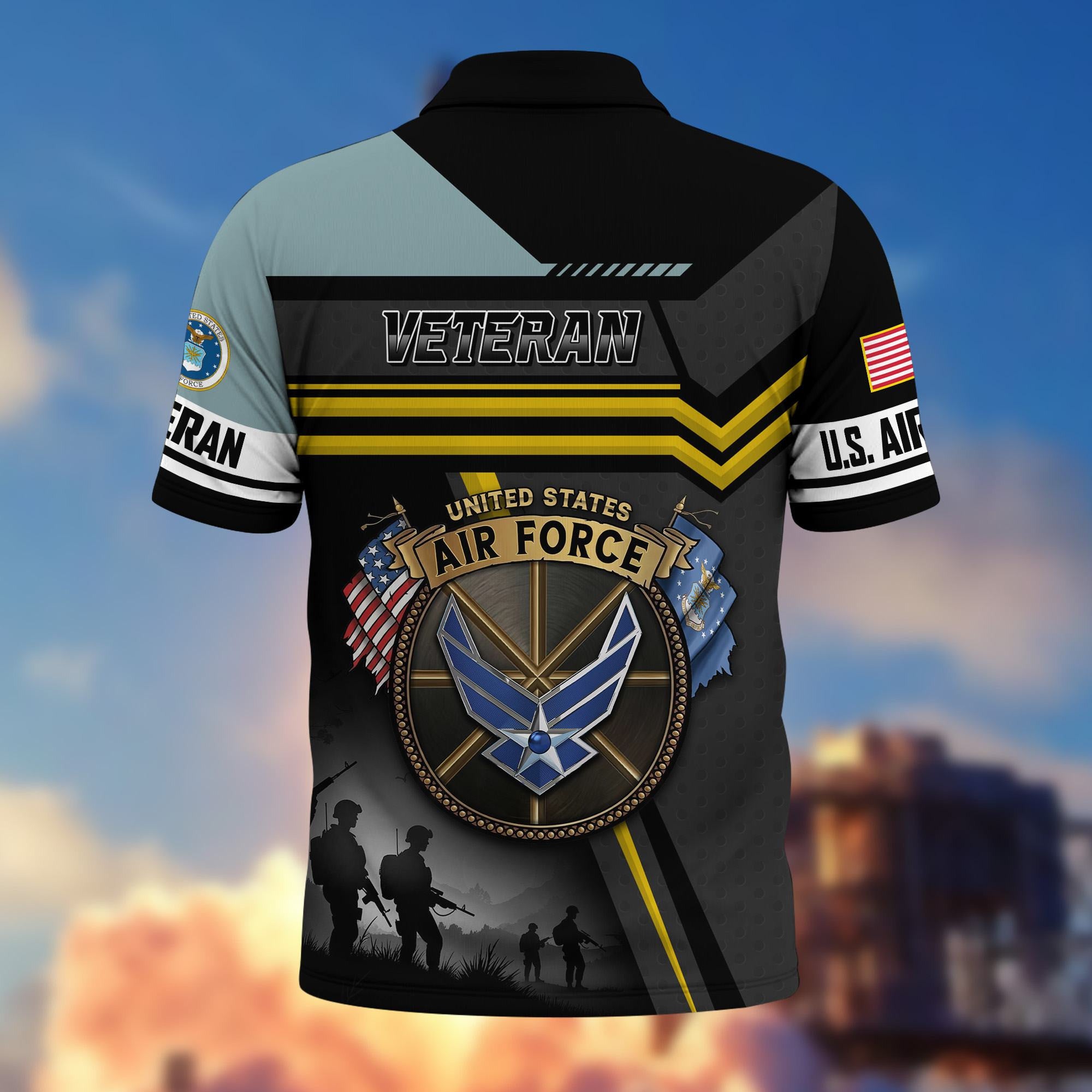 Premium US Veterans Polo Shirt, Gifts For US Veterans, Gifts On Father's Day, Veterans Day.