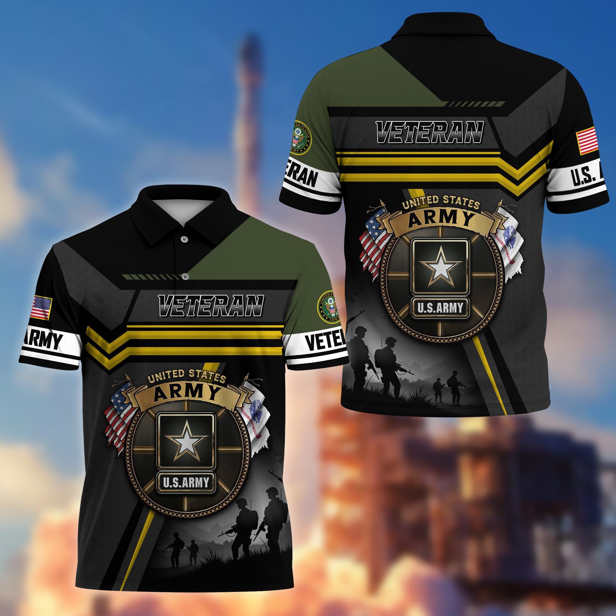 Premium US Veterans Polo Shirt, Gifts For US Veterans, Gifts On Father's Day, Veterans Day.