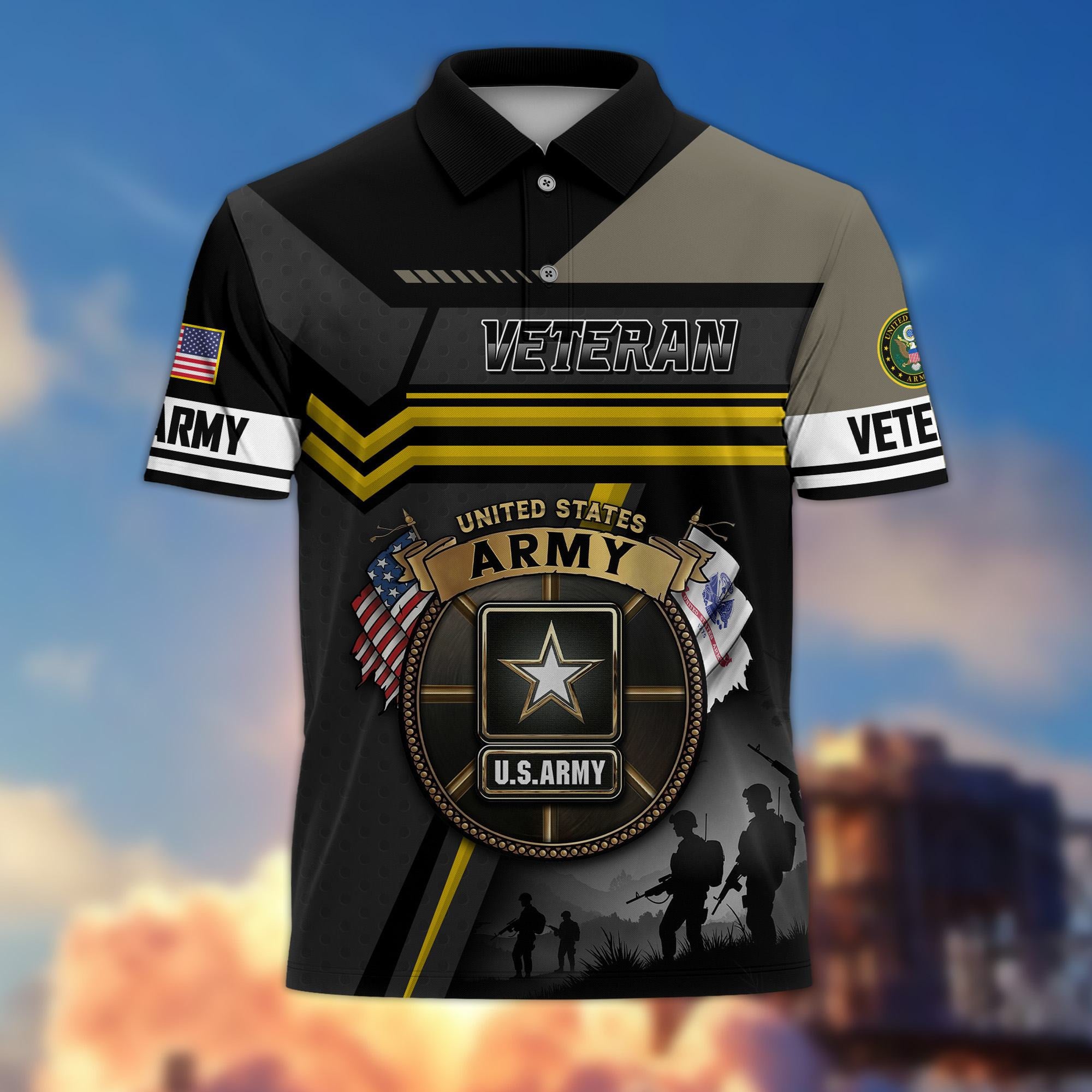 Premium US Veterans Polo Shirt, Gifts For US Veterans, Gifts On Father's Day, Veterans Day.