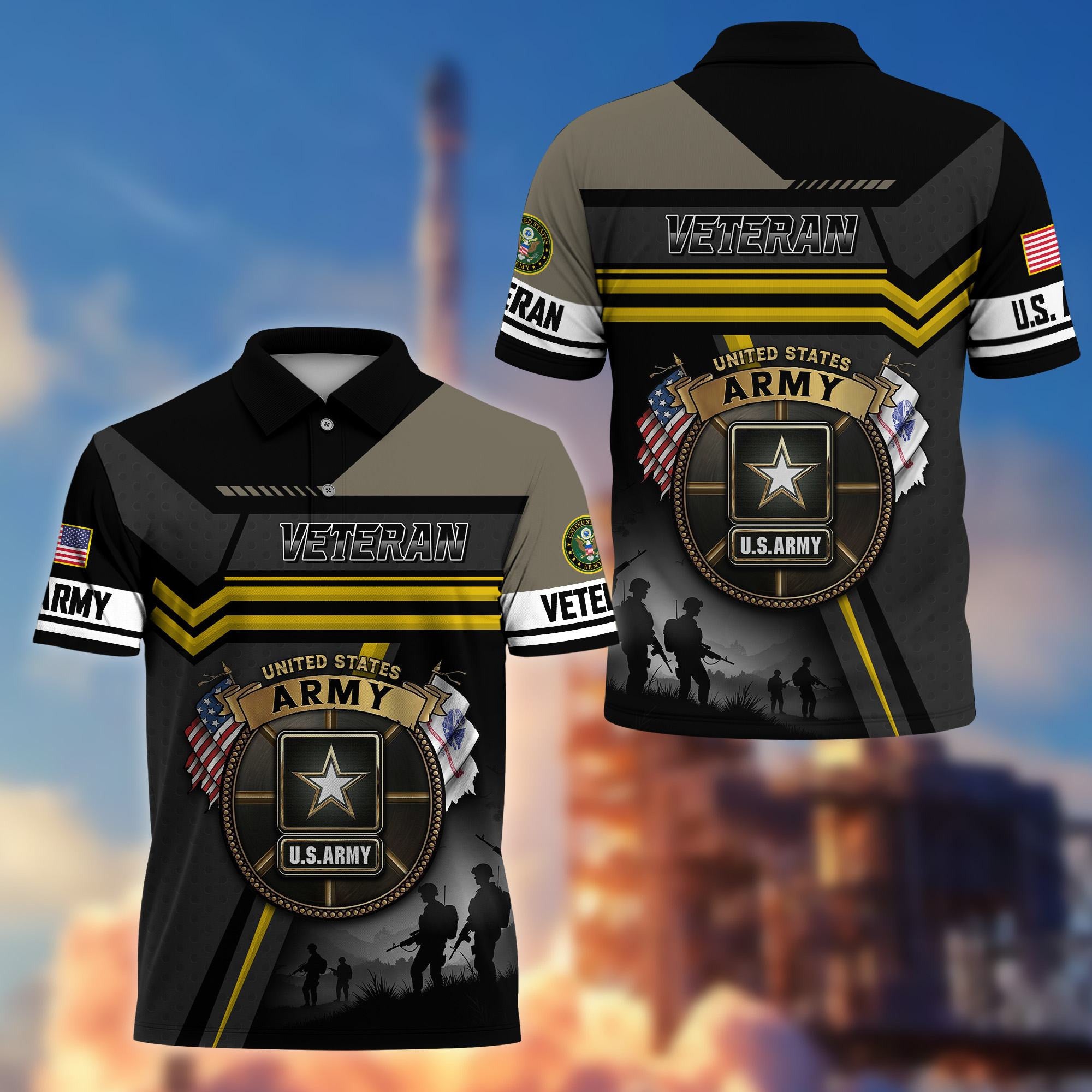 Premium US Veterans Polo Shirt, Gifts For US Veterans, Gifts On Father's Day, Veterans Day.