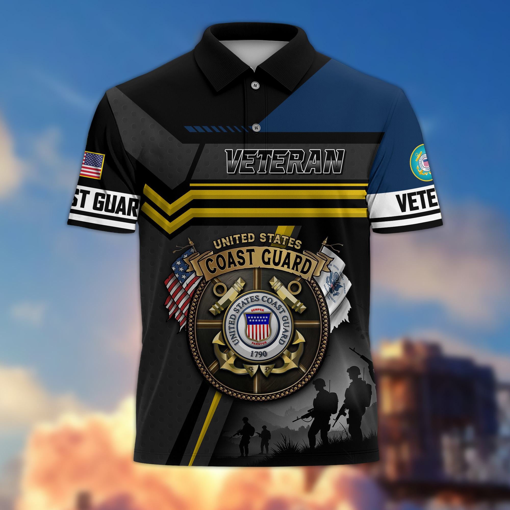 Premium US Veterans Polo Shirt, Gifts For US Veterans, Gifts On Father's Day, Veterans Day.