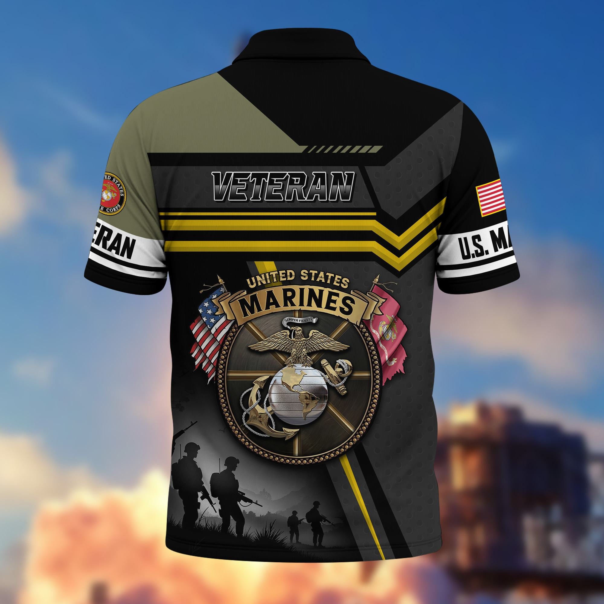 Premium US Veterans Polo Shirt, Gifts For US Veterans, Gifts On Father's Day, Veterans Day.