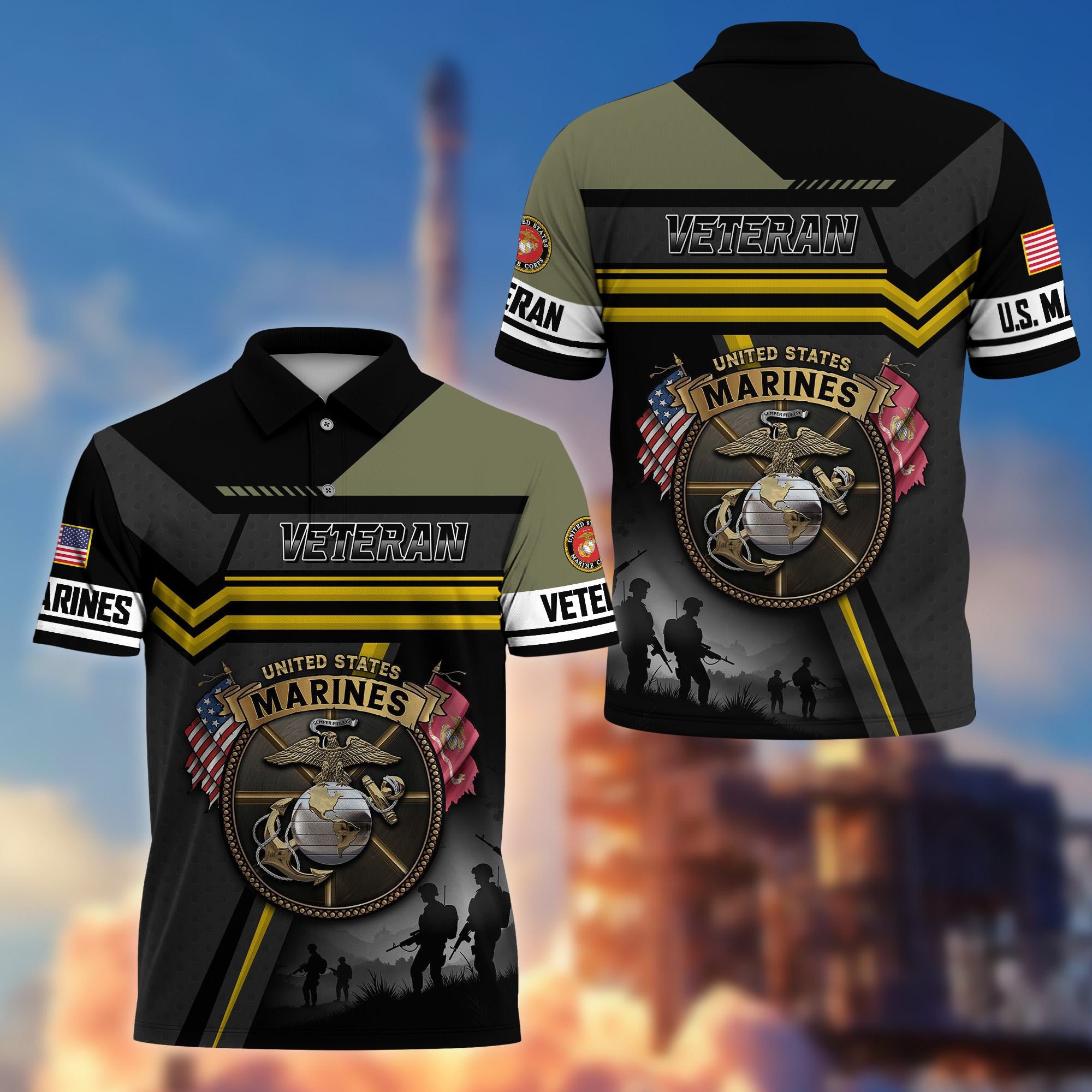 Premium US Veterans Polo Shirt, Gifts For US Veterans, Gifts On Father's Day, Veterans Day.