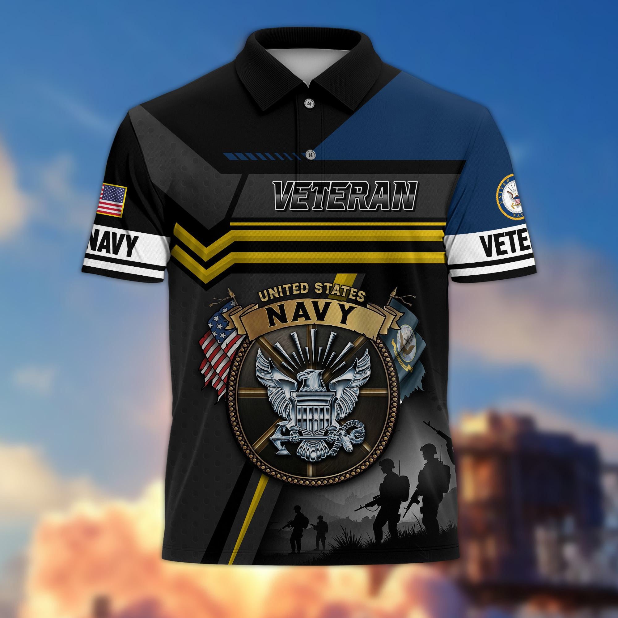 Premium US Veterans Polo Shirt, Gifts For US Veterans, Gifts On Father's Day, Veterans Day.