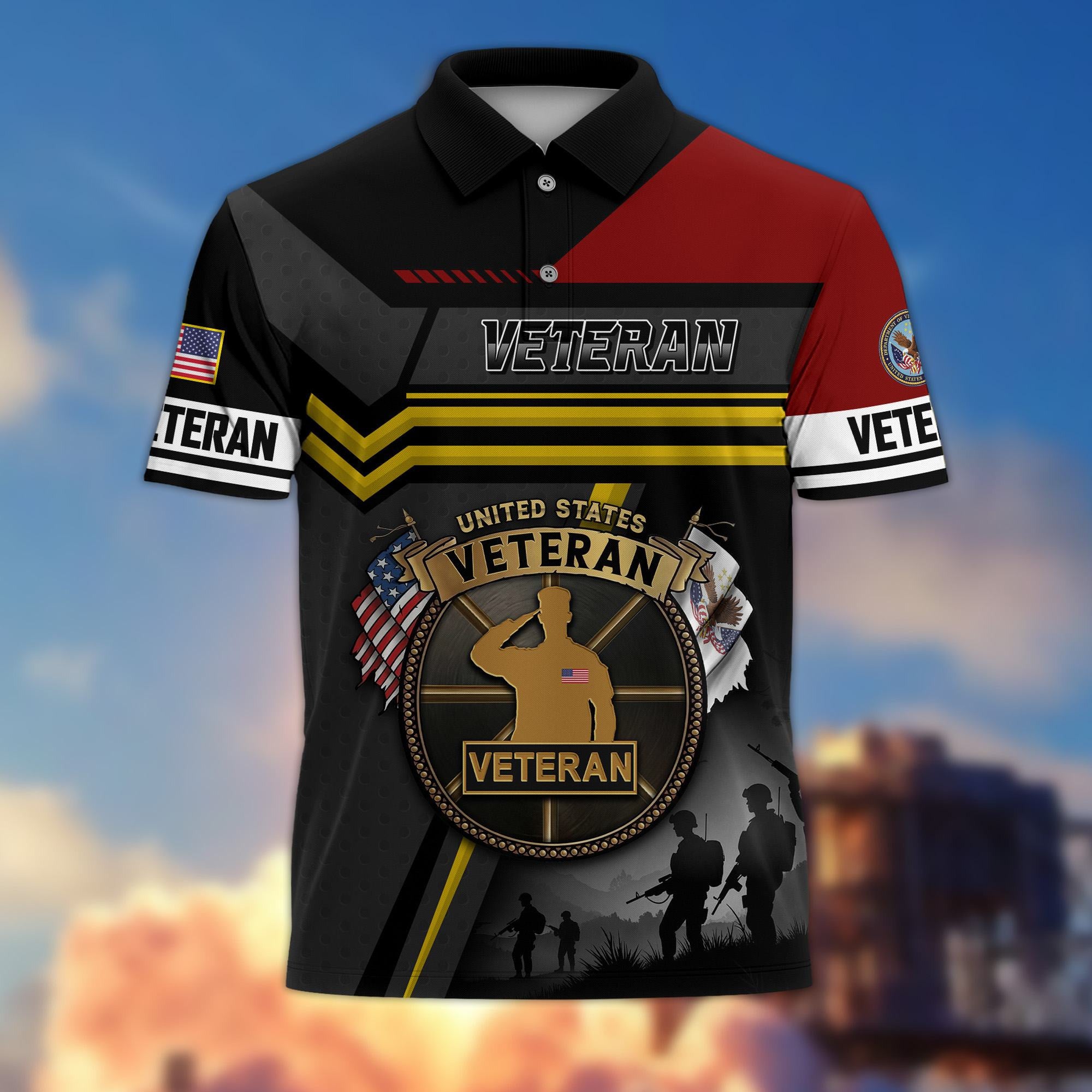 Premium US Veterans Polo Shirt, Gifts For US Veterans, Gifts On Father's Day, Veterans Day.