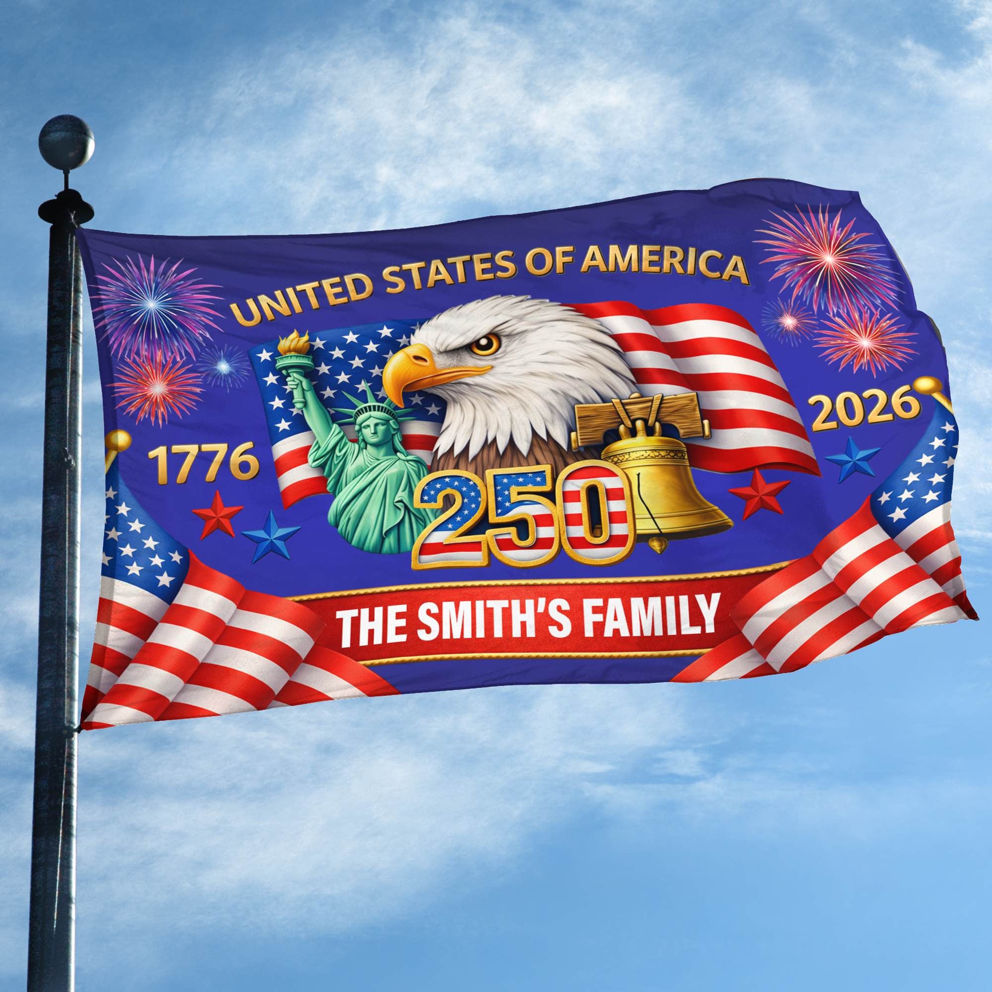 Premium America 250th Anniversary Grommet Flag, America 250th Flag, America 250th Birthday, Best Gifts For Independence Day, Veterans Day.