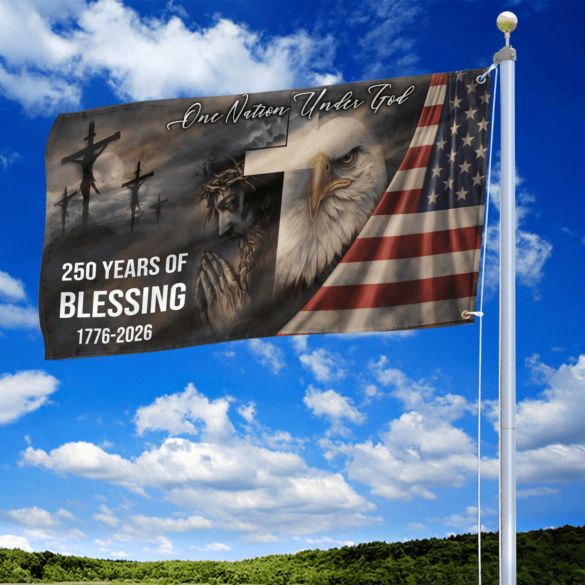 Premium America 250th Anniversary Grommet Flag, America 250th Flag, America 250th Birthday, Best Gifts On Independence Day, Veterans Day.