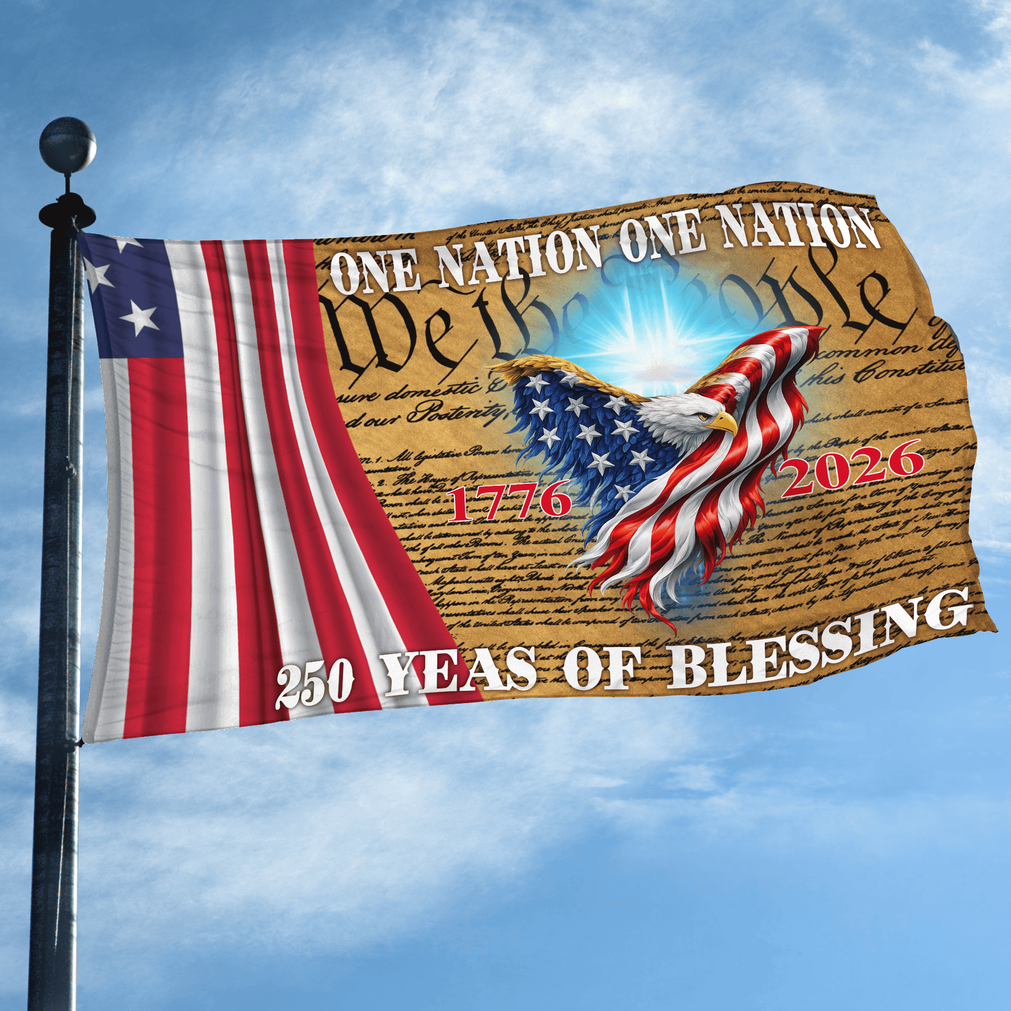 Premium America 250th Anniversary Grommet Flag, America 250th Flag, America 250th Birthday, Best Gifts On Independence Day, Veterans Day.