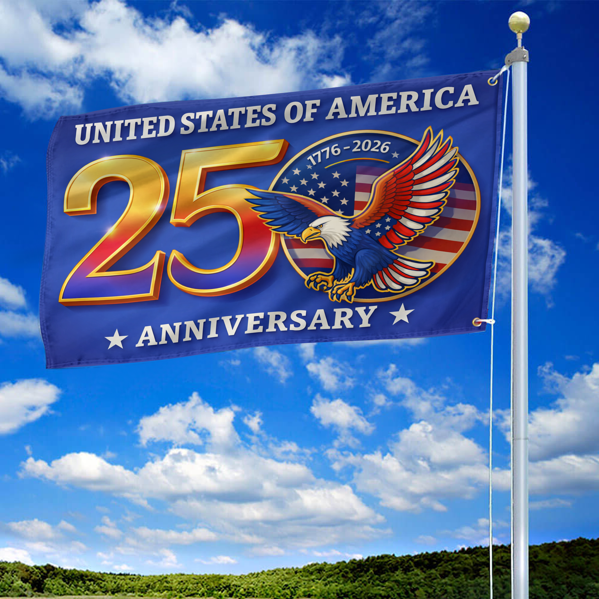 Premium America 250th Anniversary Grommet Flag, America 250th Flag, America 250th Birthday, Best Gifts On Independence Day, Veterans Day.