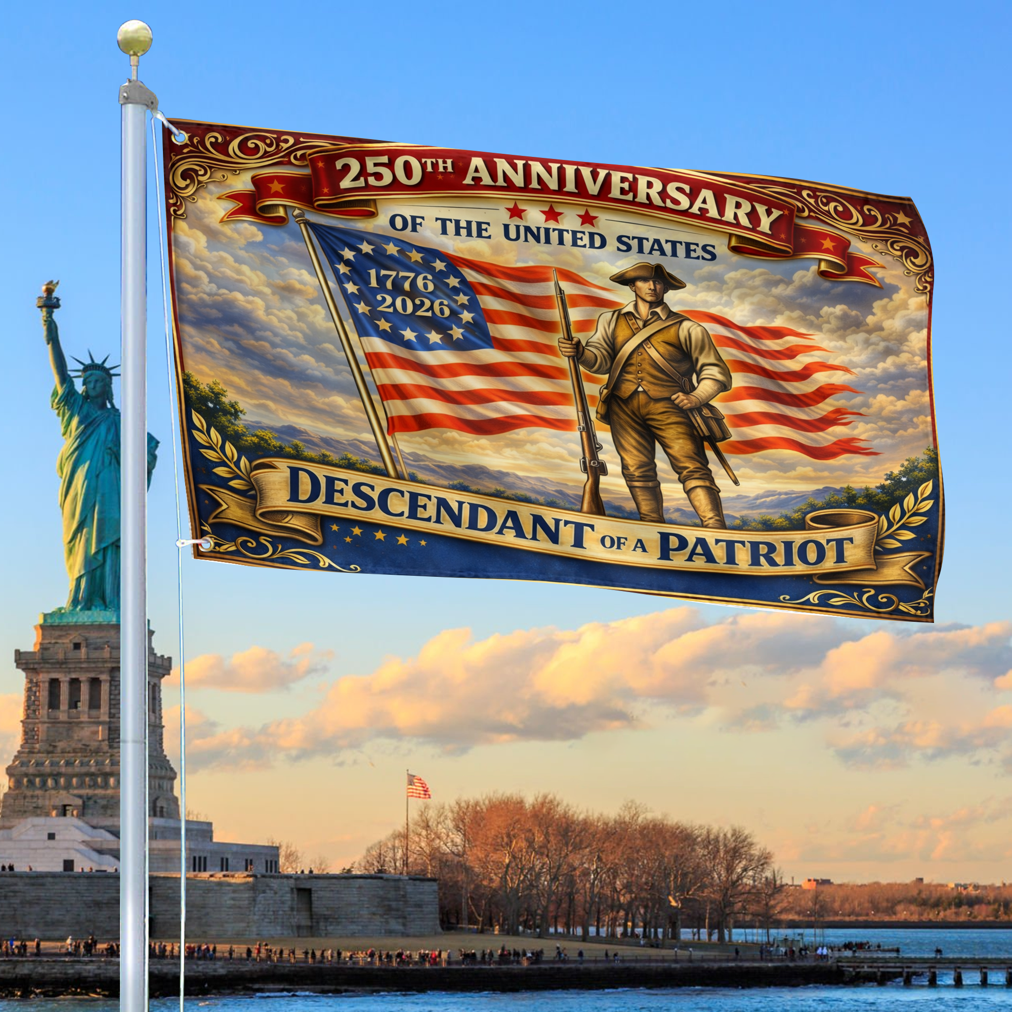 Premium America 250th Anniversary Grommet Flag, America 250th Flag, America 250th Birthday, Best Gifts On Independence Day, Veterans Day.