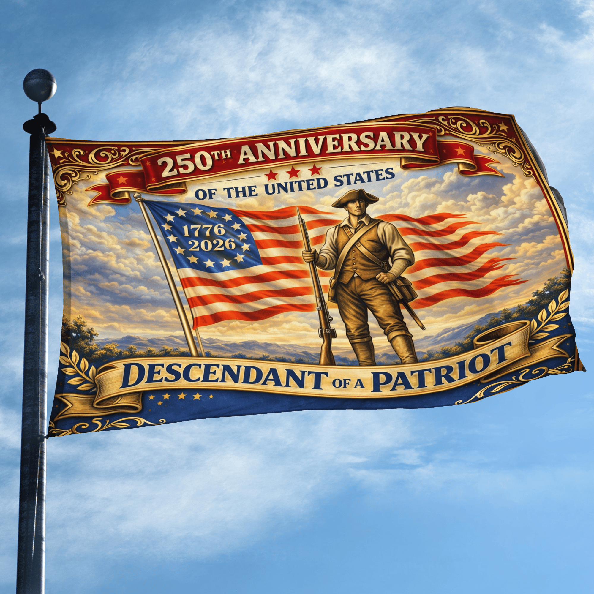 Premium America 250th Anniversary Grommet Flag, America 250th Flag, America 250th Birthday, Best Gifts On Independence Day, Veterans Day.