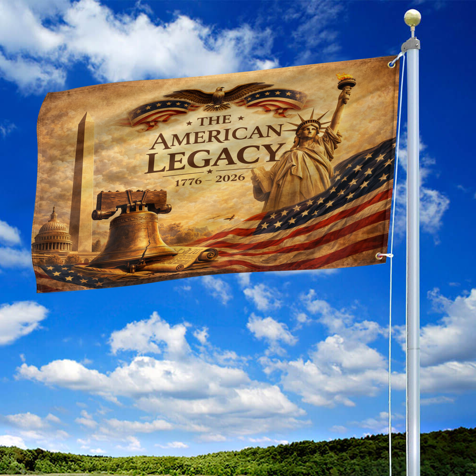 Premium America 250th Anniversary Grommet Flag, America 250th Flag, America 250th Birthday, Best Gifts On Independence Day, Veterans Day.